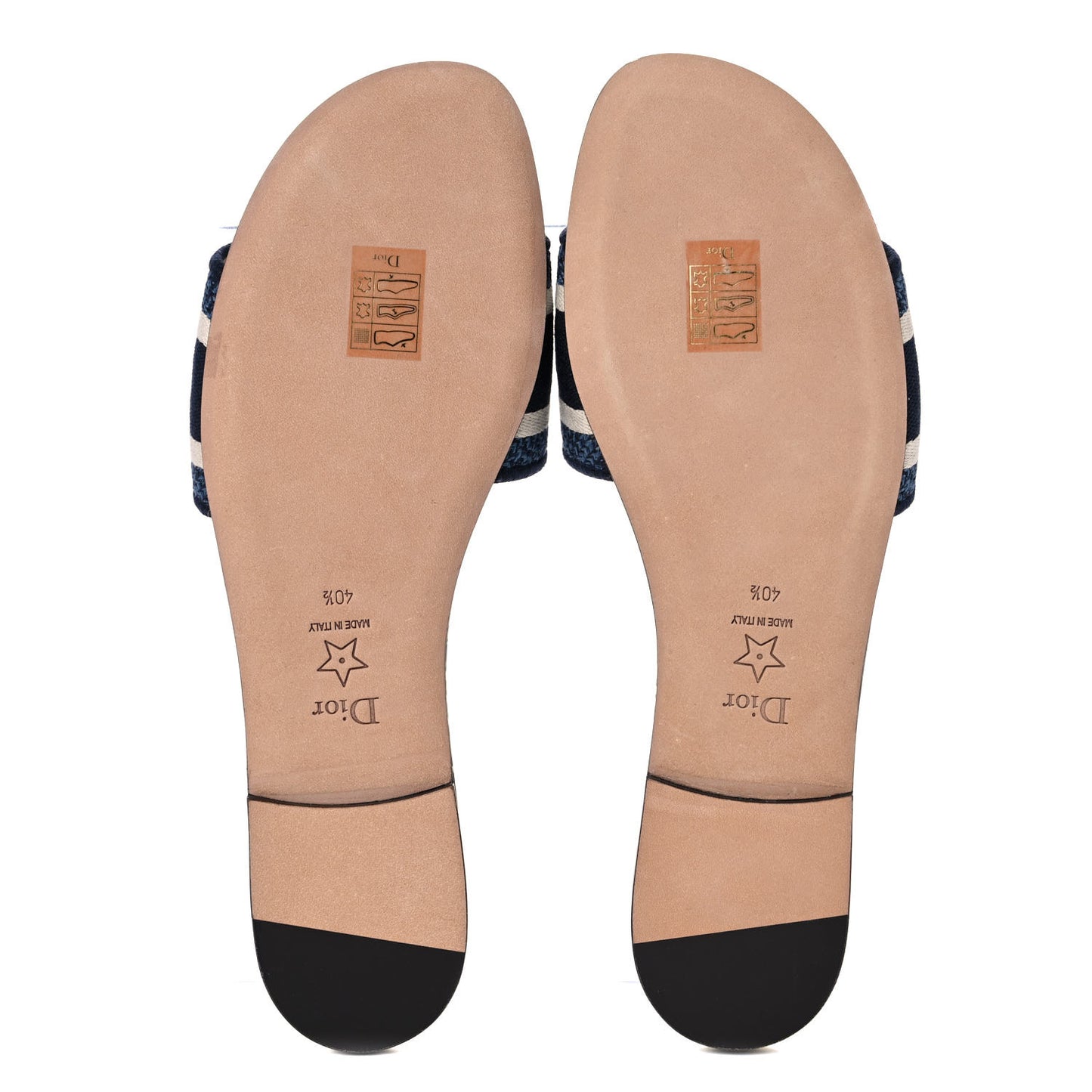 Canvas Palms Embroidered Dway Flat Slide Sandals 40.5 Indigo Blue