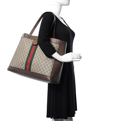 Gucci GG Supreme Monogram Web Ophidia Tote Brown 2 of 11