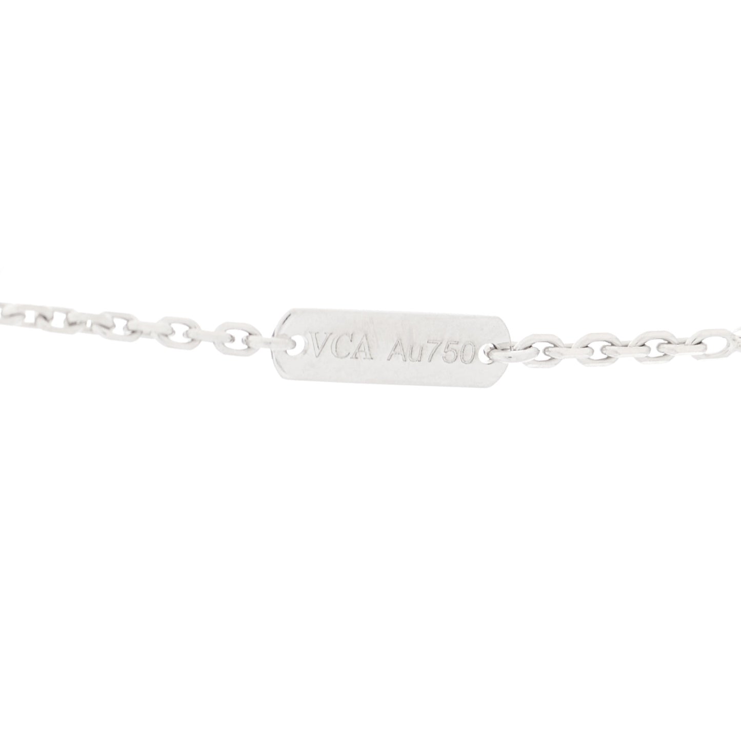 18K White Gold Mother of Pearl Vintage Alhambra Pendant Necklace