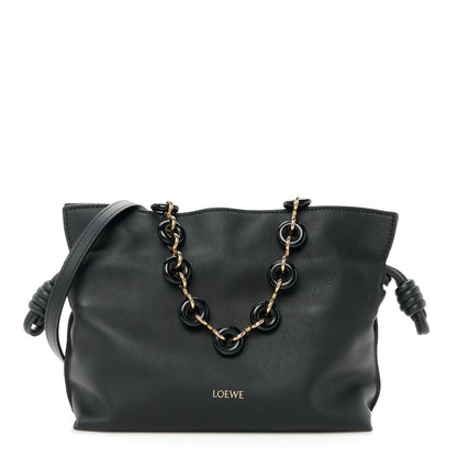 Loewe Nappa Calfskin Mini Flamenco Knot Clutch With Chain Black 1 of 11