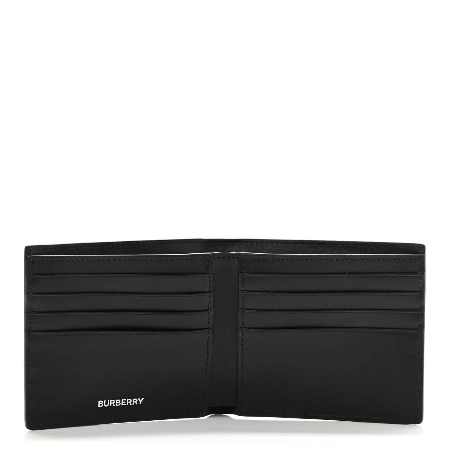 Calfskin Embossed TB Print Bi-Fold Wallet Black White