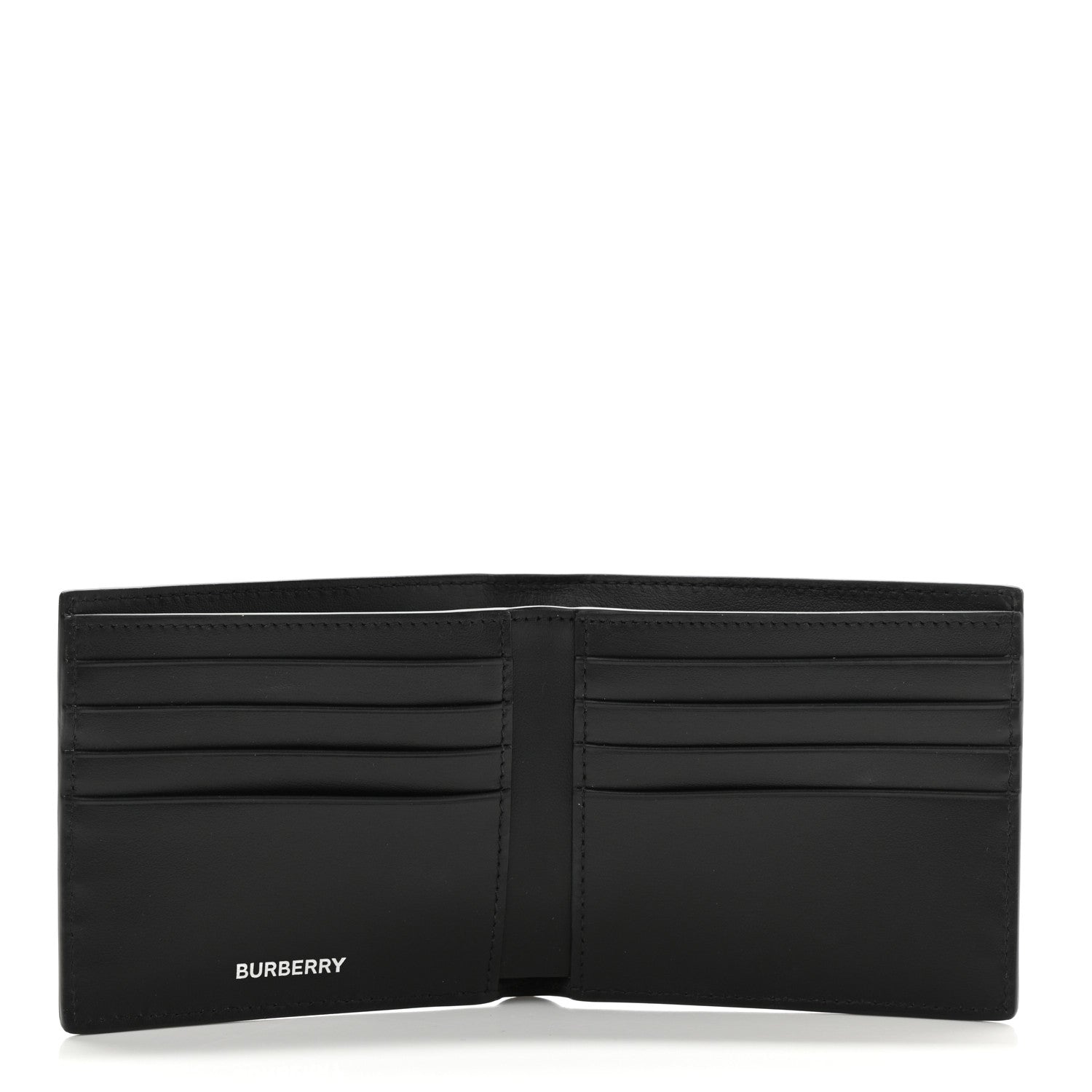 Burberry Calfskin Embossed TB Print Bi-Fold Wallet Black White 5 of 8