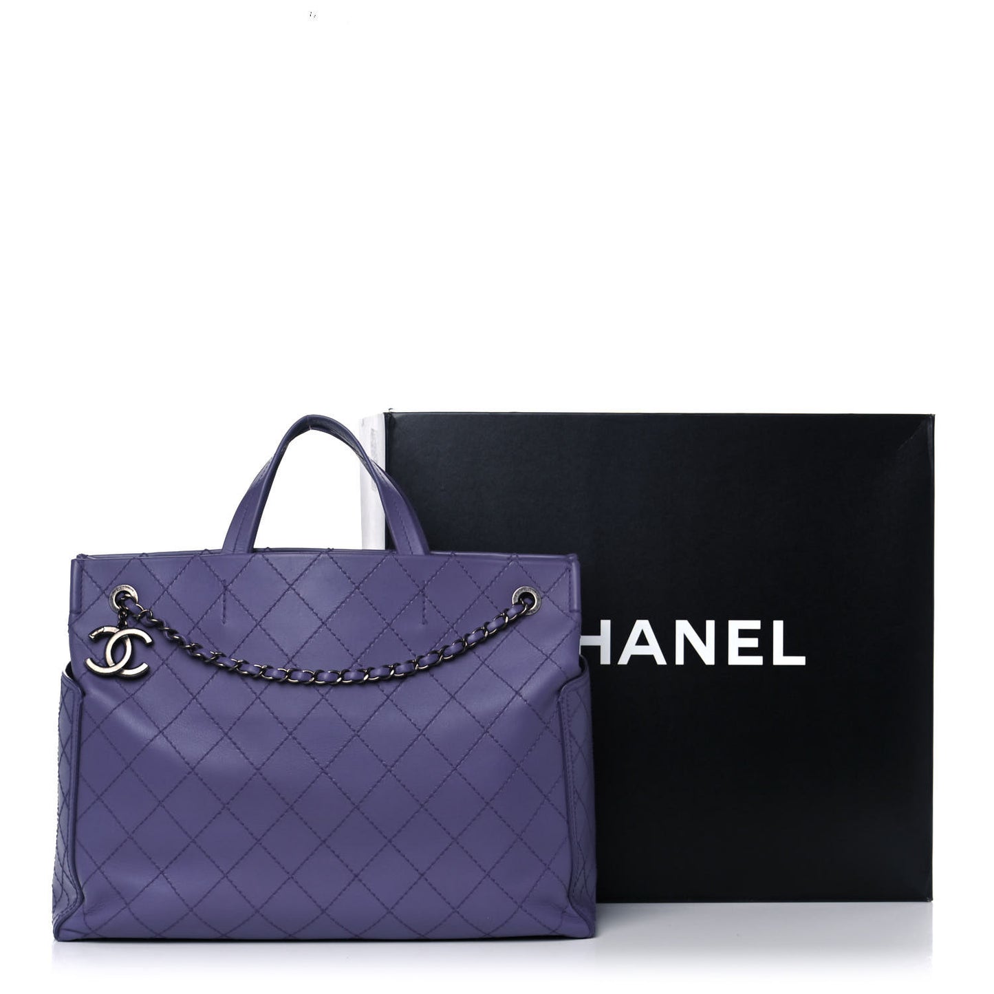 Calfskin CC Pocket Tote Purple