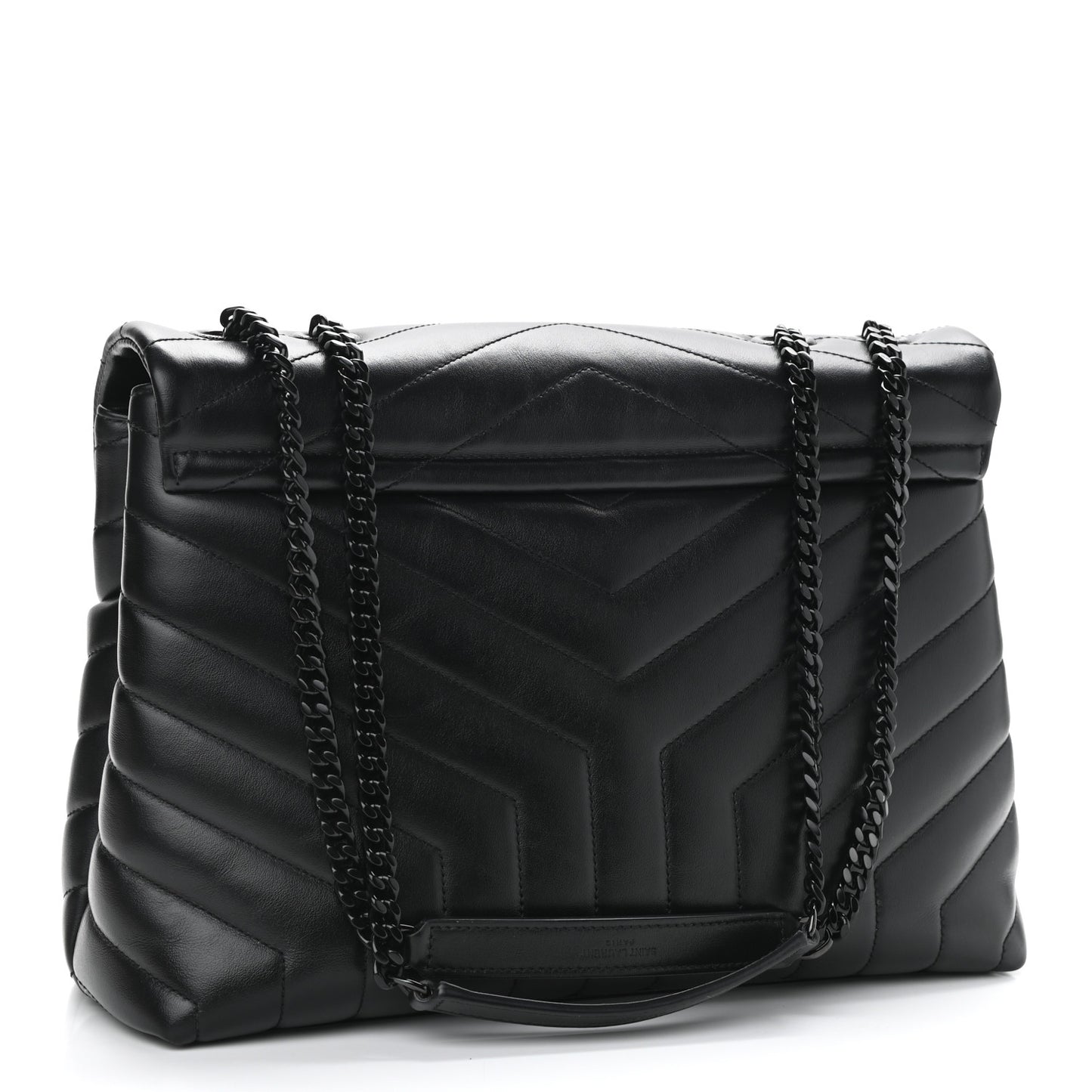 Calfskin Y Quilted Monogram Medium Loulou Chain Satchel Black