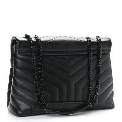 Saint Laurent Calfskin Y Quilted Monogram Medium Loulou Chain Satchel Black 3 of 11