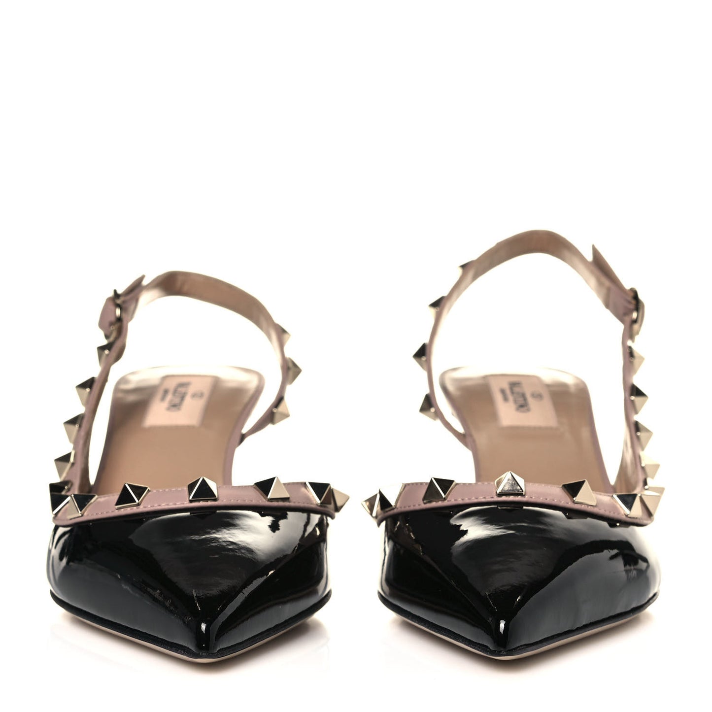 Patent Nappa Rockstud Half D'Orsay Slingback 50mm Pumps 37 Black Poudre