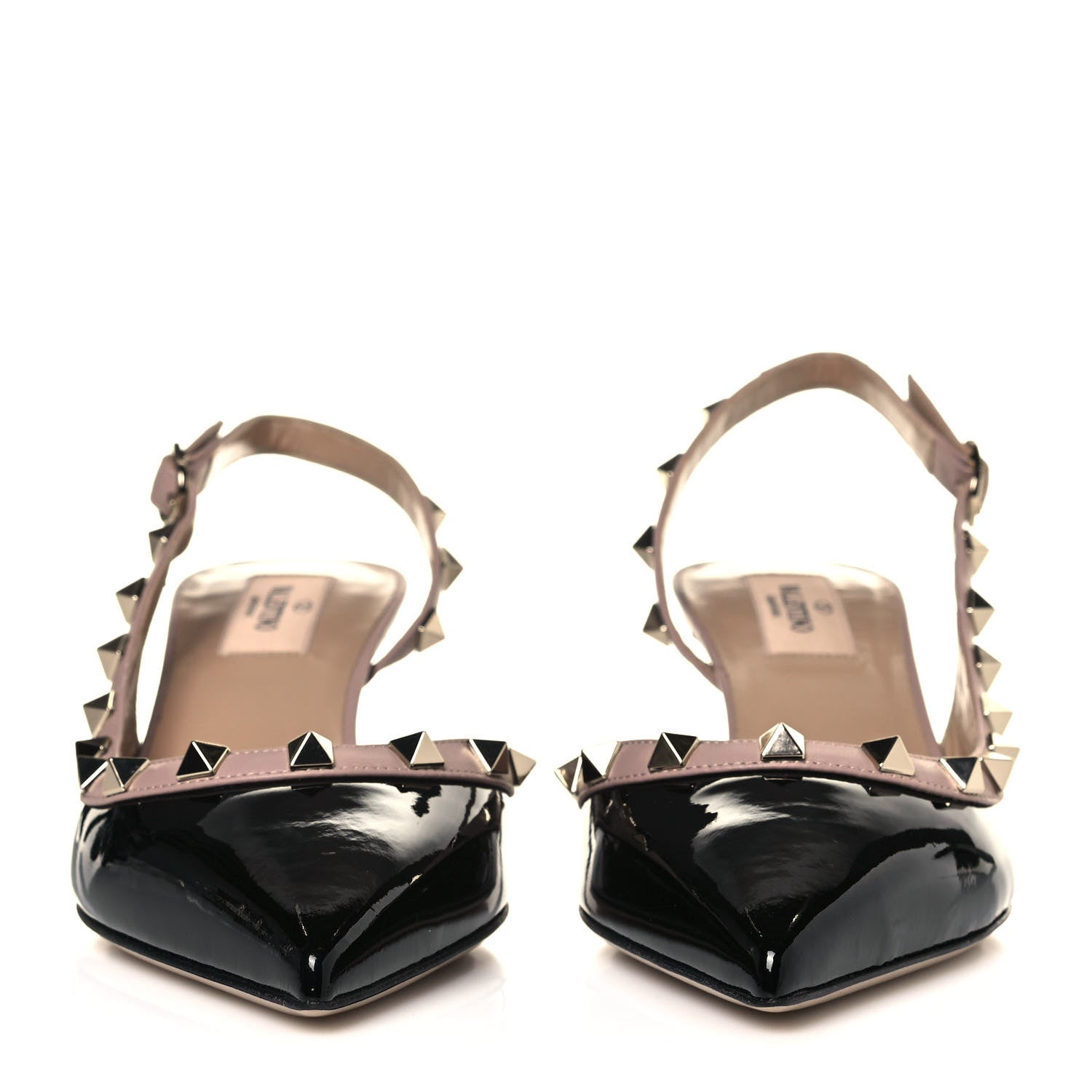 Valentino Garavani Patent Nappa Rockstud Half D'Orsay Slingback 50mm Pumps 37 Black Poudre 2 of 11