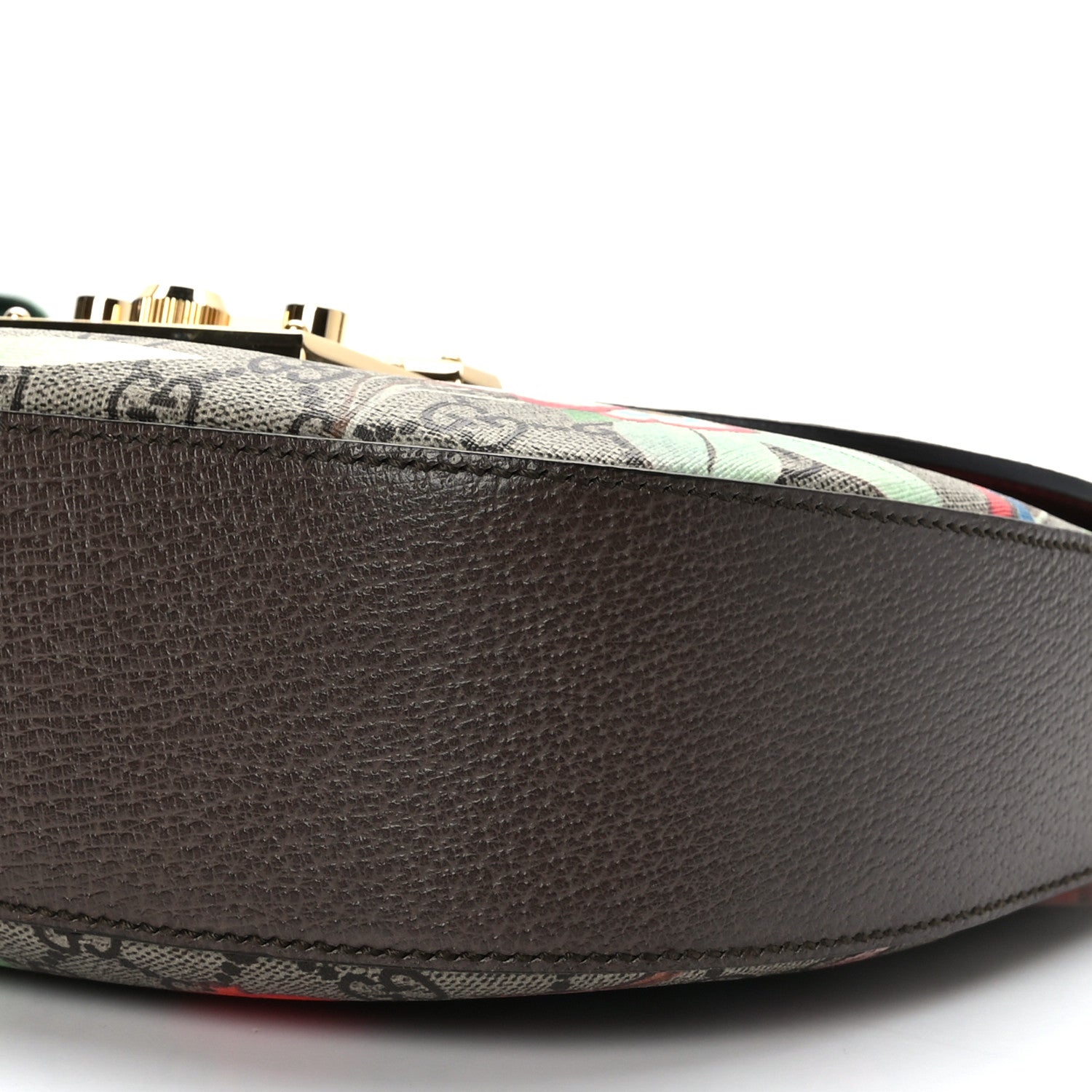 Gucci GG Supreme Monogram Tian Web Medium Padlock Messenger Shoulder Bag Beige Multicolor New Acero 10 of 10