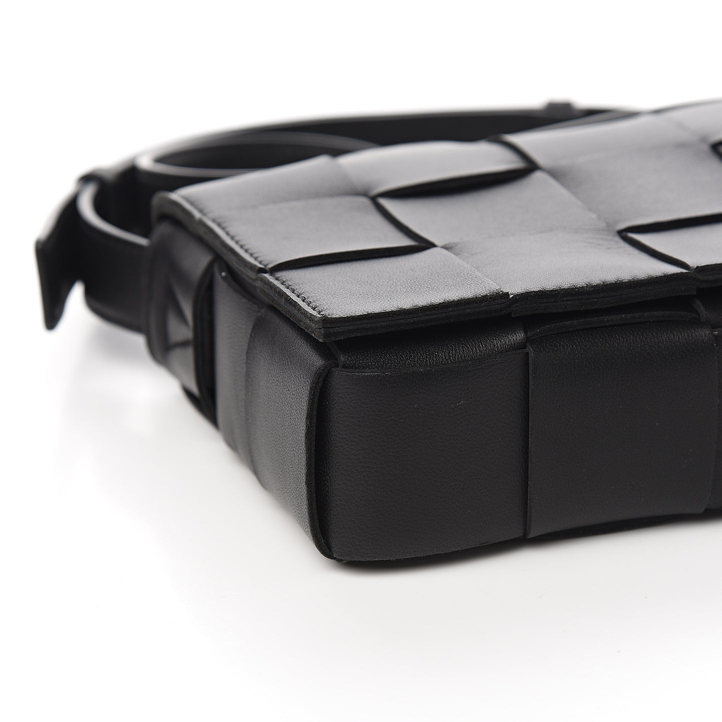 Lambskin Maxi Intrecciato Cassette Crossbody Bag Black