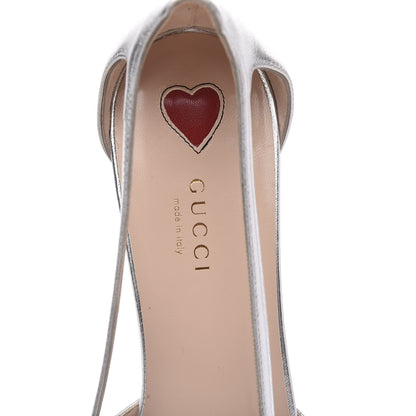 Gucci Metallic Nappa Bamboo Crystal Double G Low Heel Pumps 40 Argento 6 of 8