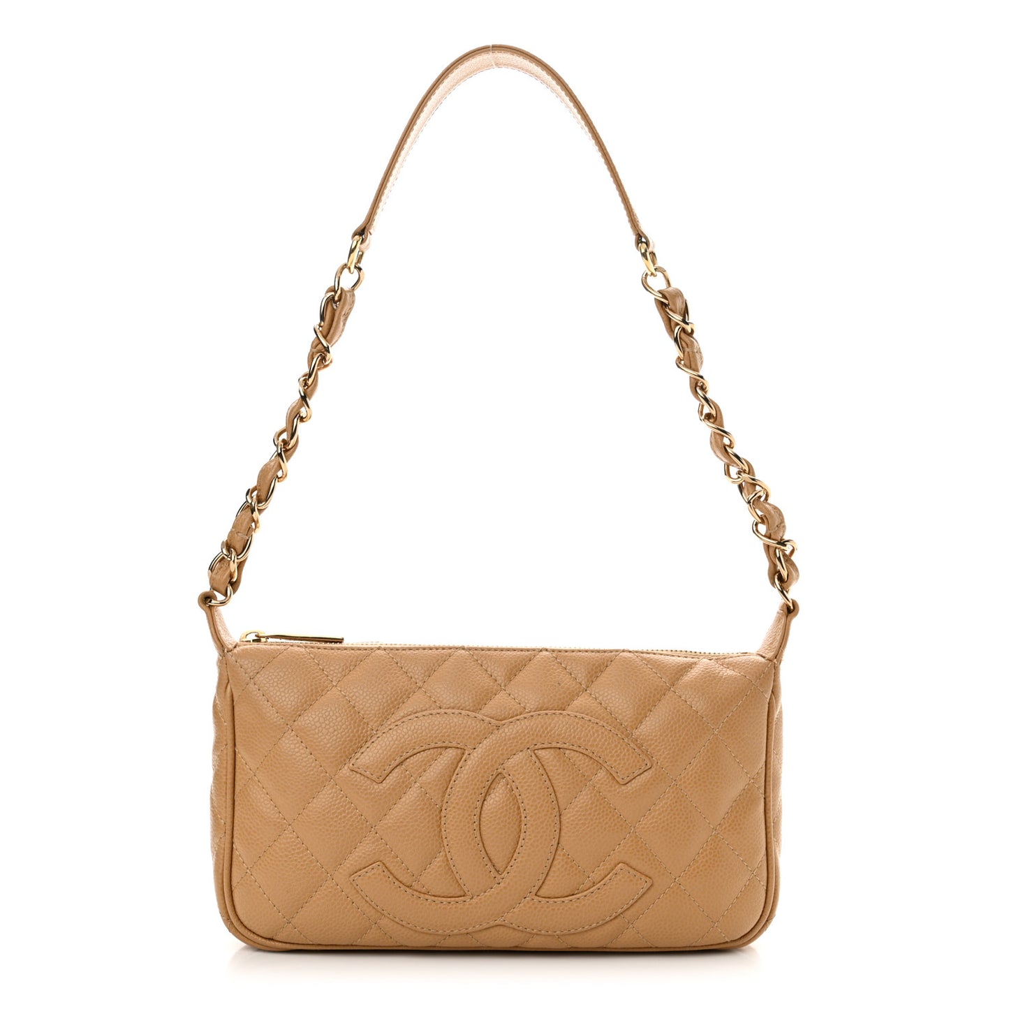 Caviar Quilted Timeless CC Shoulder Bag Beige