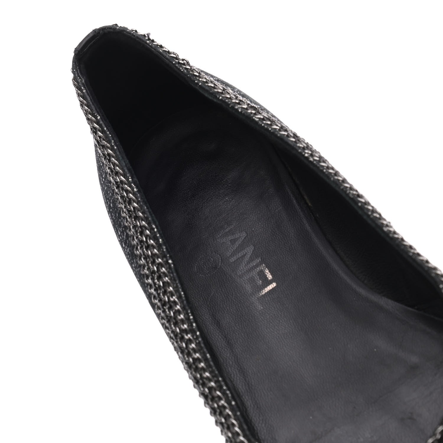 Chanel Tweed Patent Cap Toe Ballerina Flats 37 Black 21 of 23