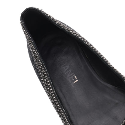 Chanel Tweed Patent Cap Toe Ballerina Flats 37 Black 21 of 23