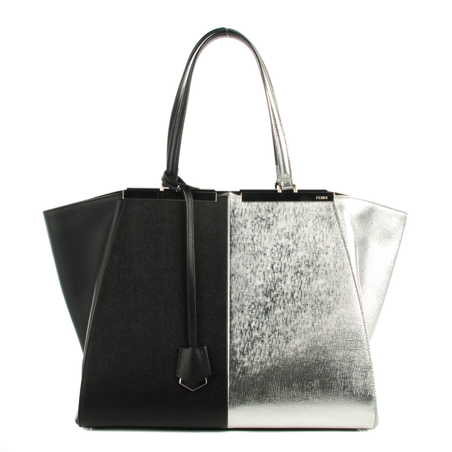 Fendi Vitello Elite Bi Color 3Jours Tote Argento Black 1 of 8