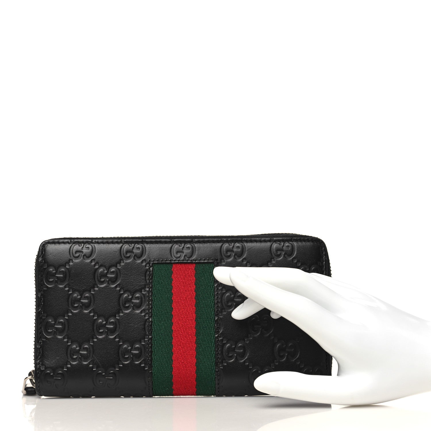 Gucci Guccissima Web Zip Around Wallet Black 2 of 7