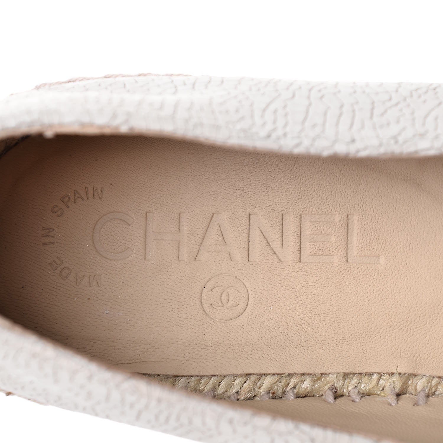 Chanel Crackled Calfskin Espadrilles 37 Light Beige Black 9 of 11
