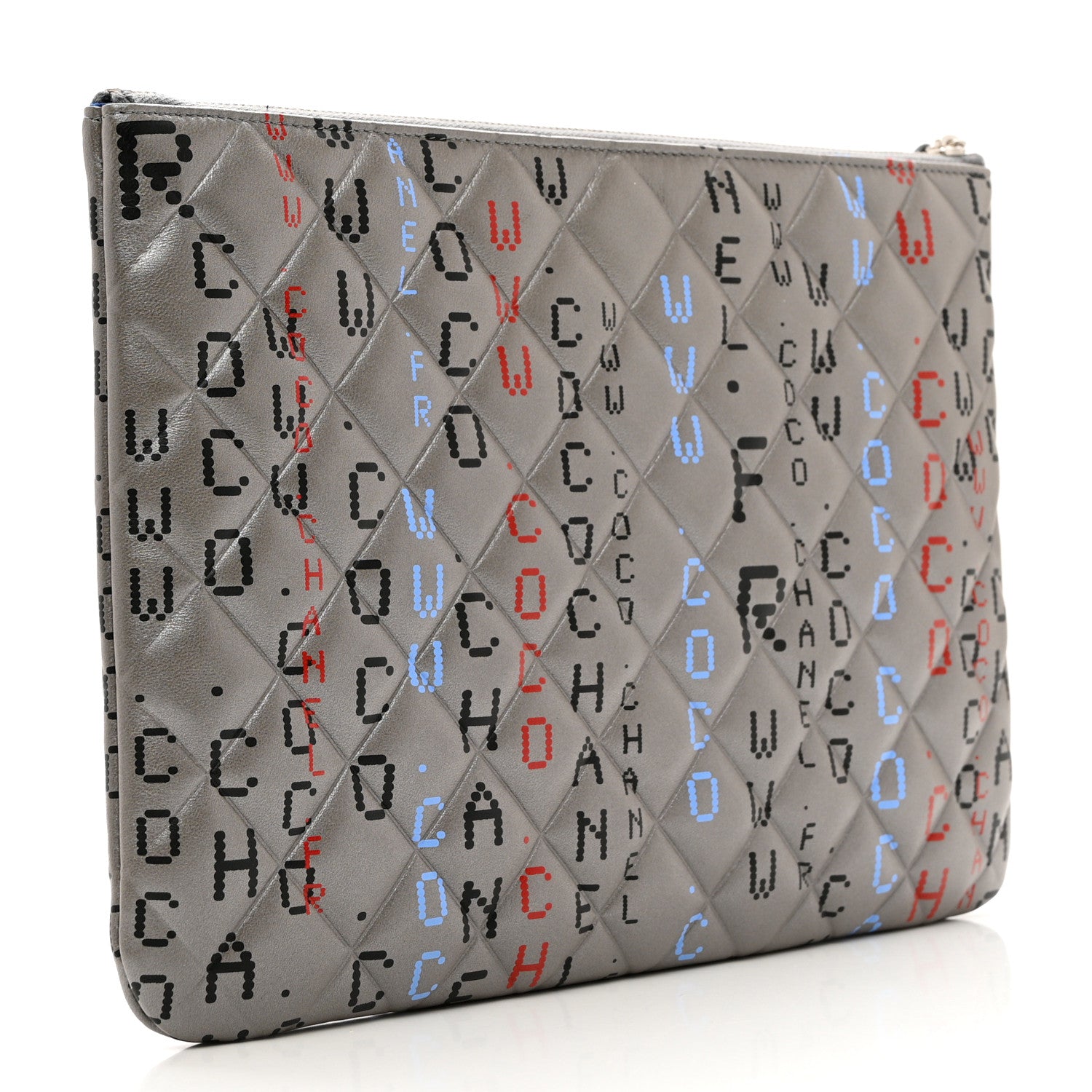 Chanel Metallic Lambskin Quilted Large Data Center Cosmetic Case Silver 3 of 7
