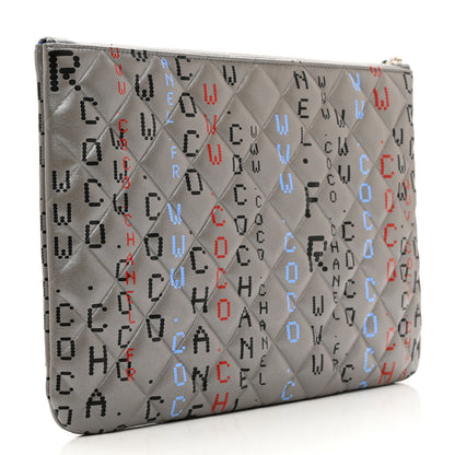 Chanel Metallic Lambskin Quilted Large Data Center Cosmetic Case Silver 3 of 7