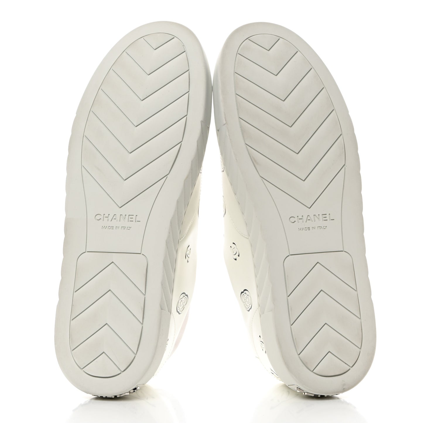 Printed Calfskin Grosgrain CC Sneakers 39 White Black