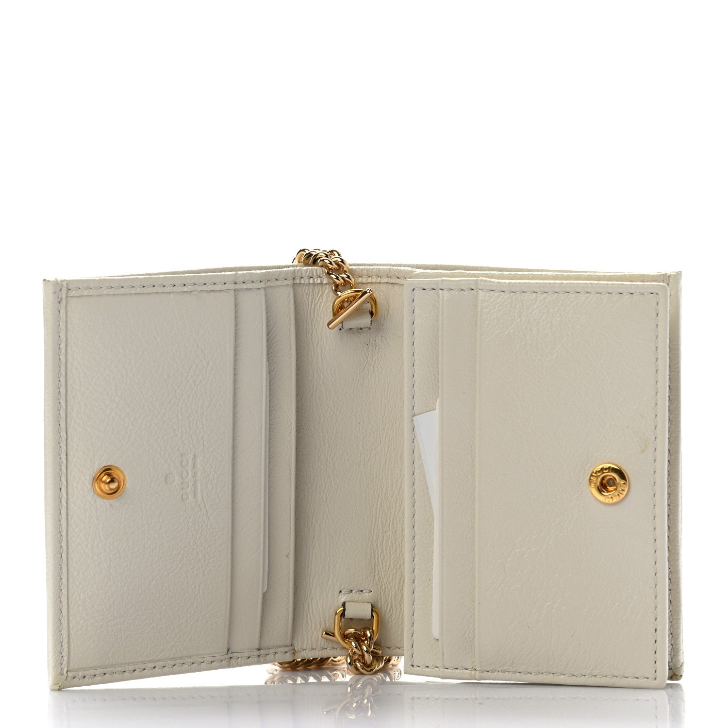 Gucci Calfskin Web Rajah Chain Card Case Wallet White 5 of 8