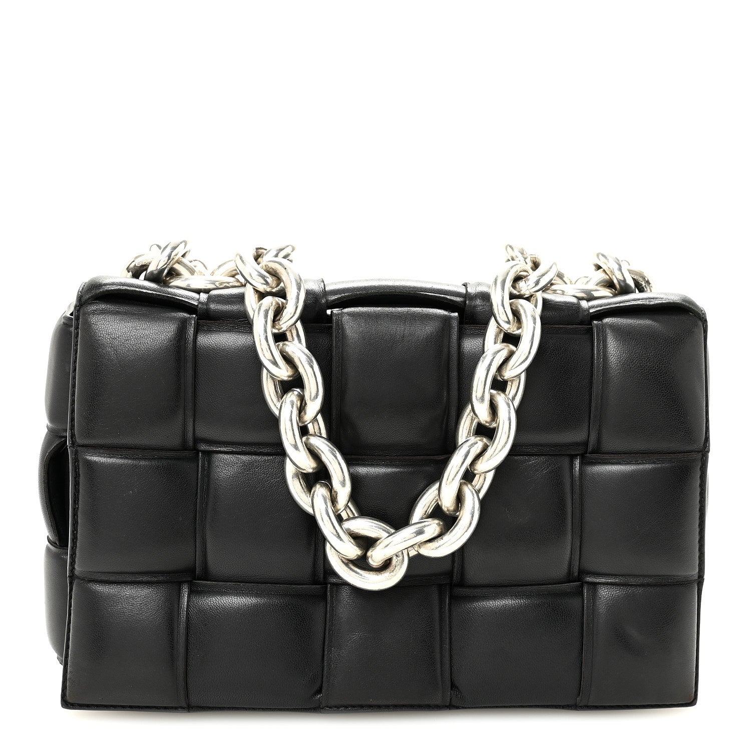Bottega Veneta Lambskin Maxi Intreccio Padded Chain Cassette Crossbody Bag Black 1 of 9