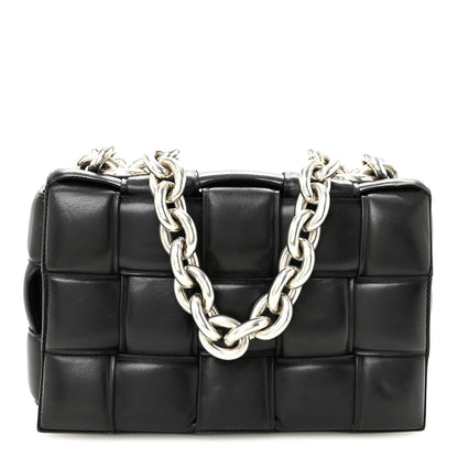 Bottega Veneta Lambskin Maxi Intreccio Padded Chain Cassette Crossbody Bag Black 1 of 9