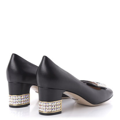 Gucci Malaga Kid Crystal Square G Madelyn Mid Heel Loafer Pumps 41.5 Black 4 of 9