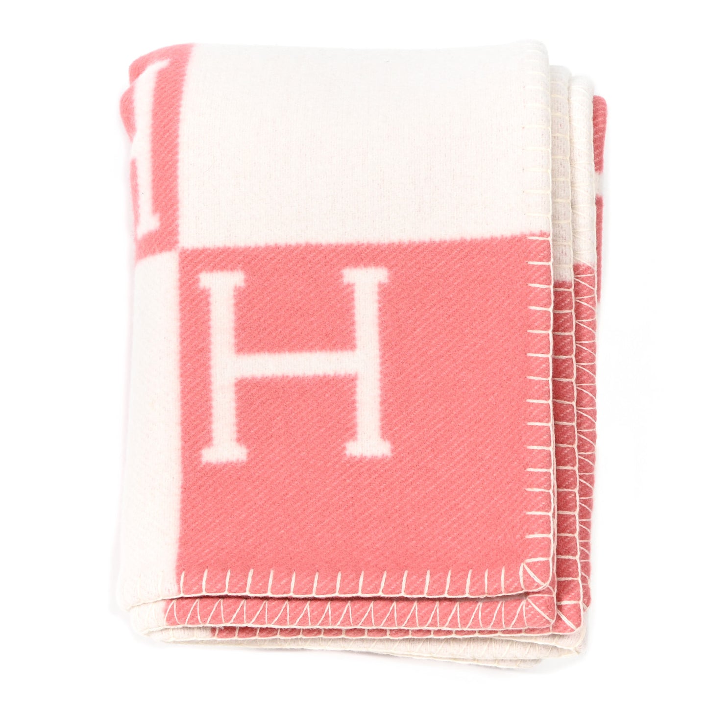 Wool Cashmere Avalon Baby Blanket Rose Airelle White