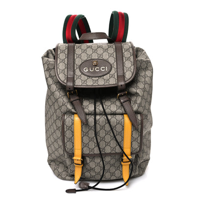 Gucci Soft GG Supreme Monogram Neo Vintage Double Buckle Backpack Beige New Acero Crop 1 of 10