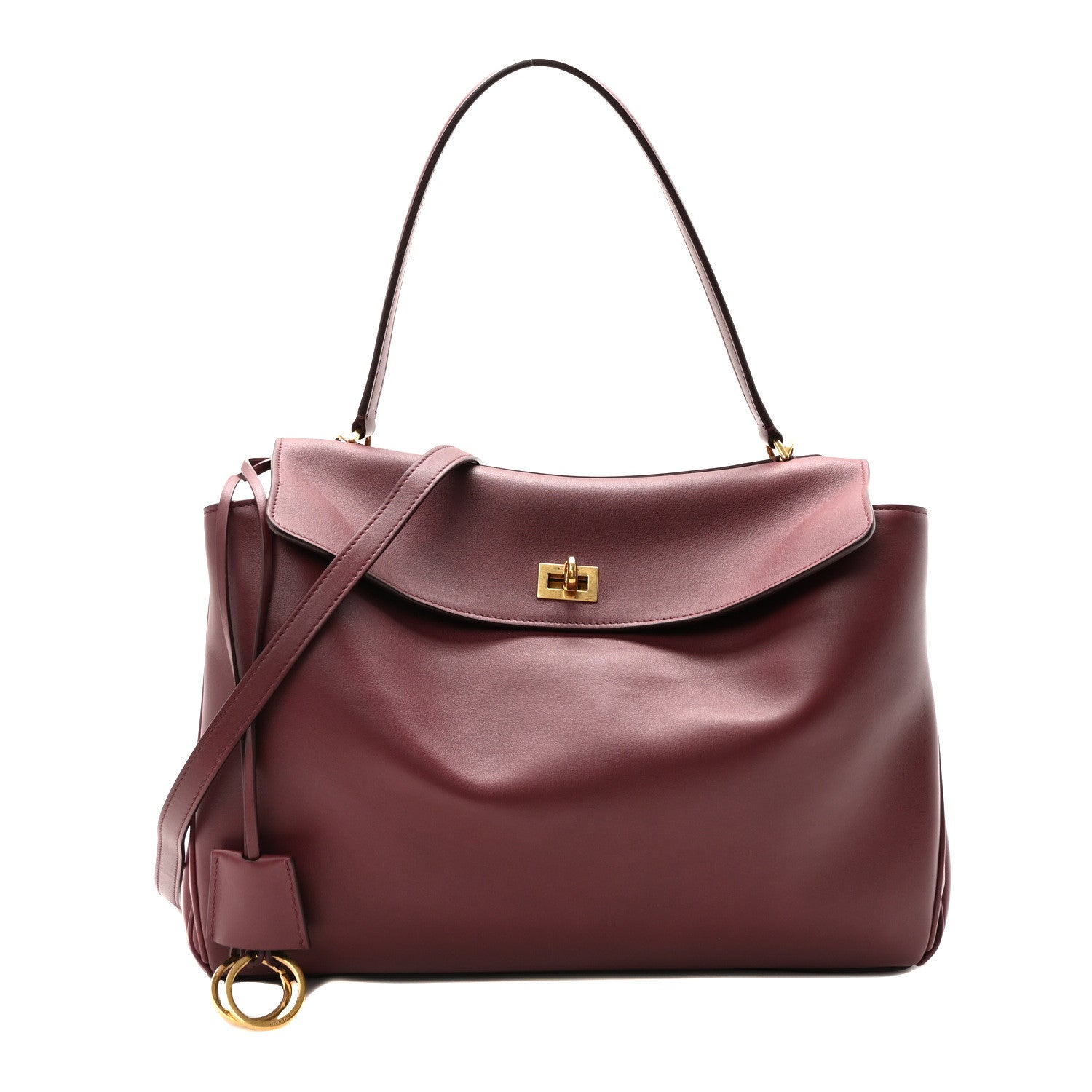 Balenciaga Natural Smooth Calfskin Medium Rodeo Top Handle Handbag Dark Burgundy 1 of 9