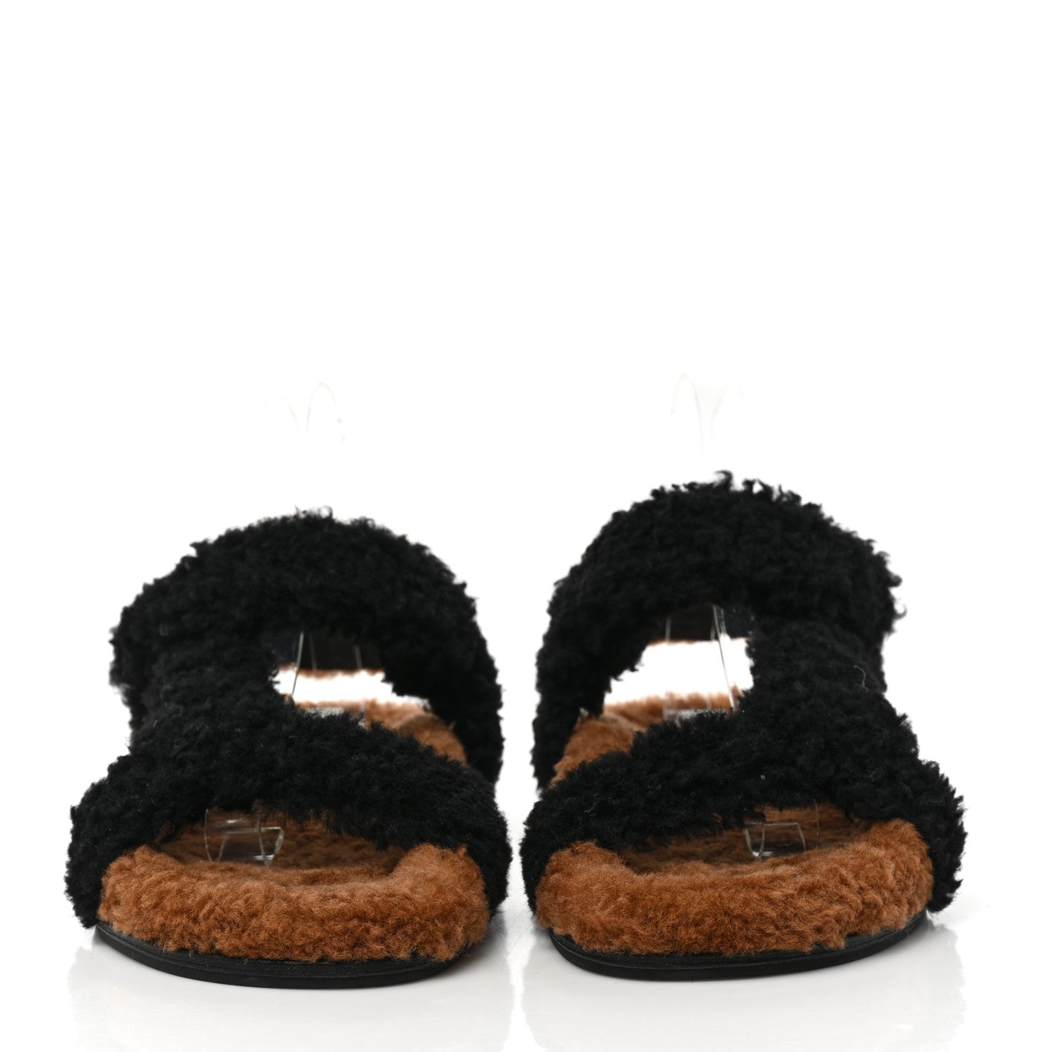 Fendi Shearling FF Fendi Feel Sandals 38.5 Tobacco Black 2 of 8