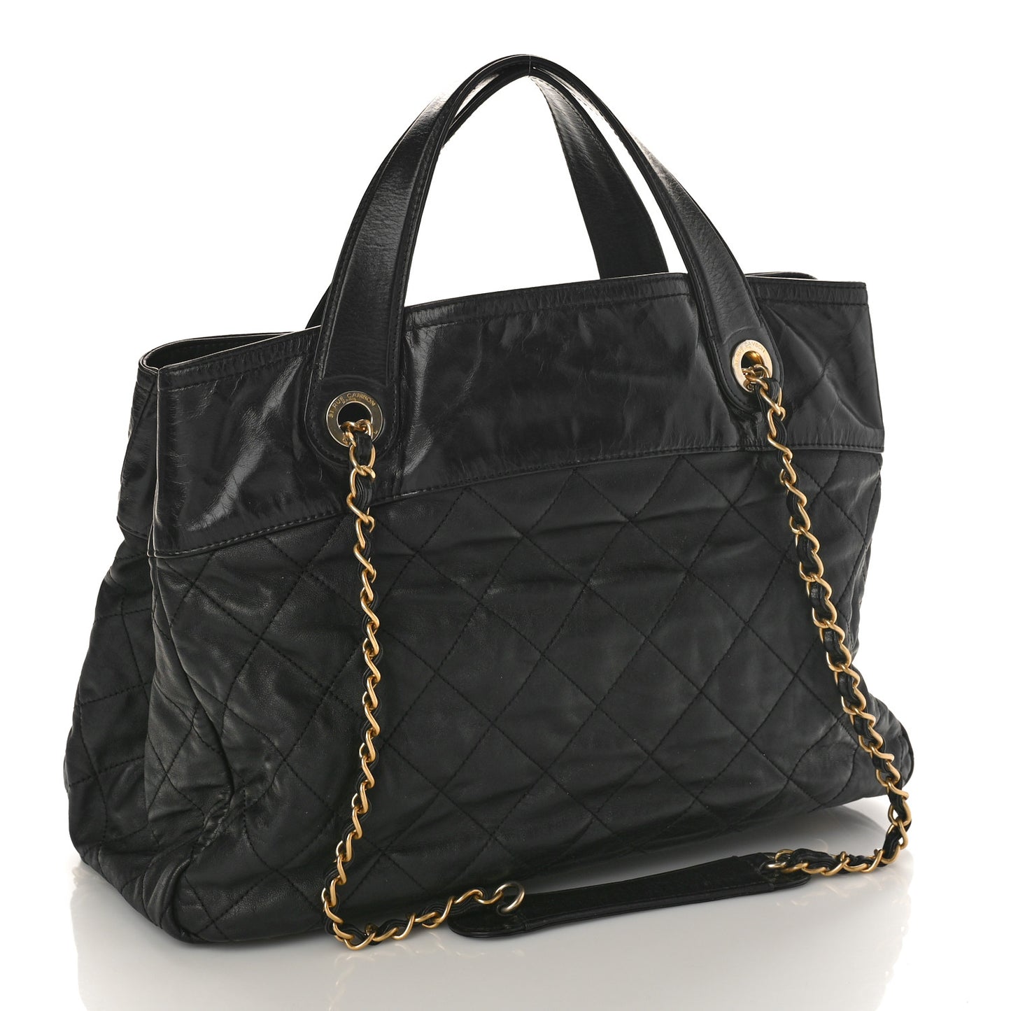 Iridescent Calfskin Quilted Large In The Mix Tote Black