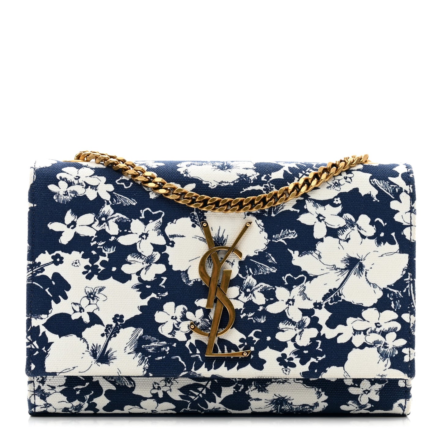 Canvas Small Monogram Hibiscus Print Kate Satchel Blue