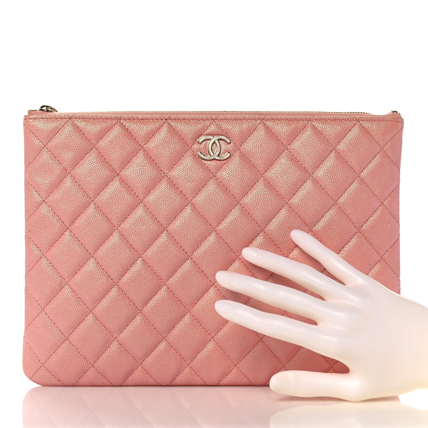 Chanel Iridescent Caviar Quilted Medium Cosmetic Case Rose Pink 2 of 9