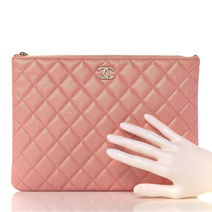 Chanel Iridescent Caviar Quilted Medium Cosmetic Case Rose Pink 2 of 9