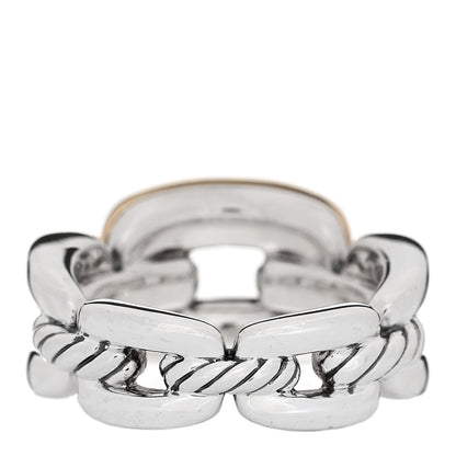 David Yurman Sterling Silver 18K Yellow Gold 9.5mm Wellesley Chain Link Ring 54 7 3 of 5