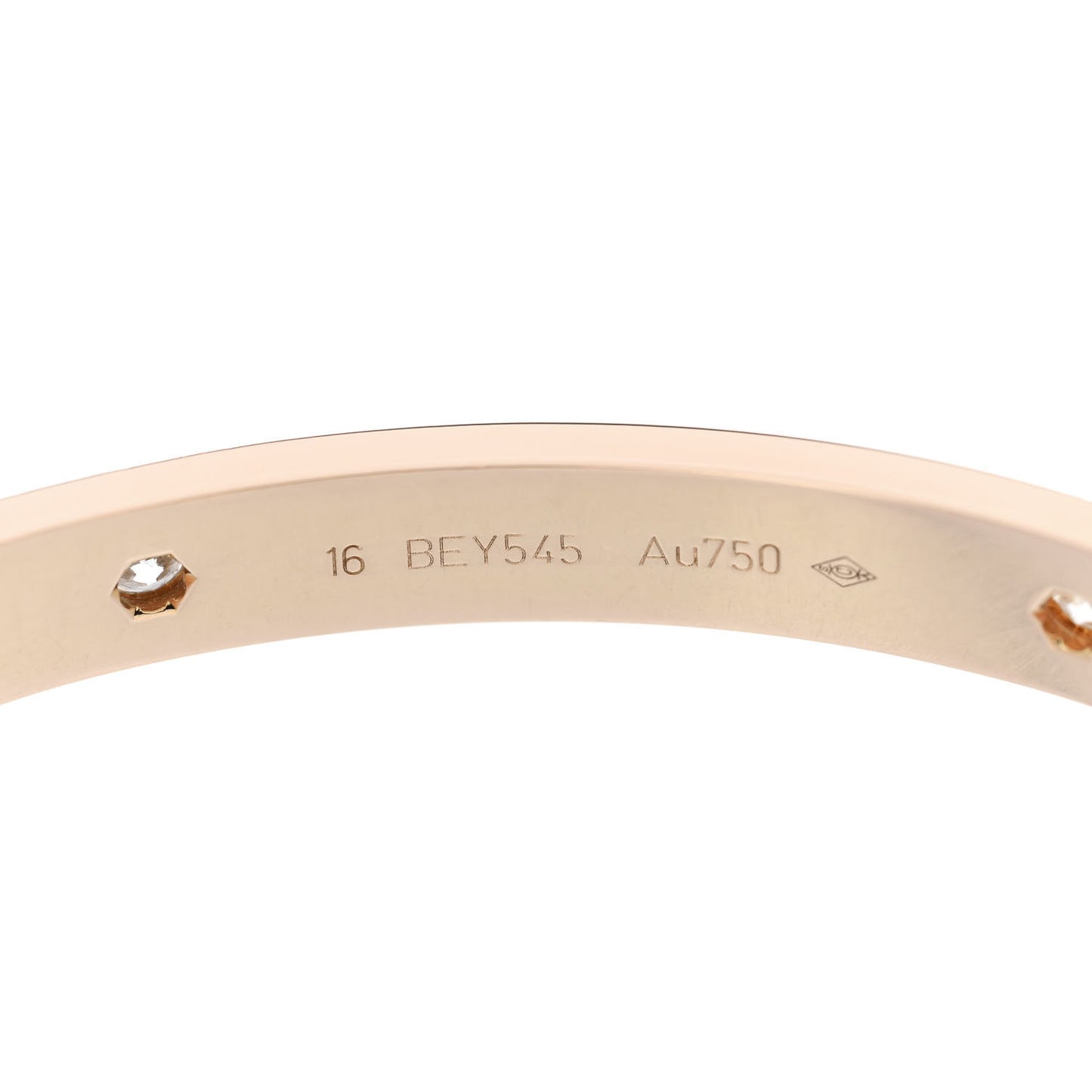 18K Pink Gold 4 Diamond LOVE Bracelet 16