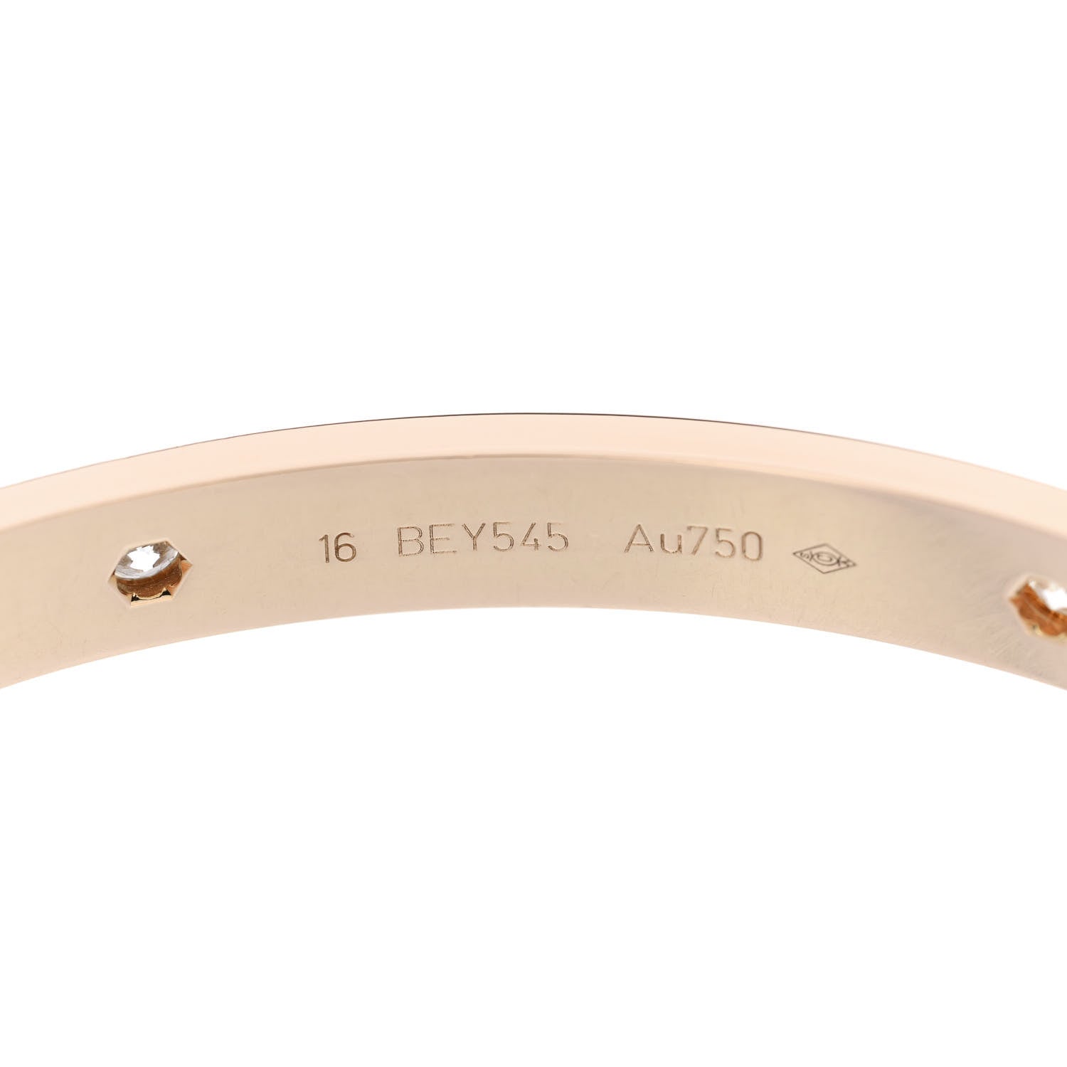 Cartier 18K Pink Gold 4 Diamond LOVE Bracelet 16 5 of 9