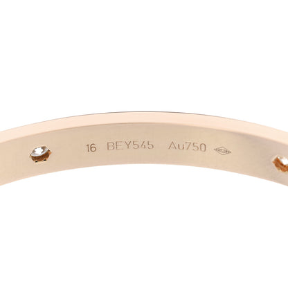 Cartier 18K Pink Gold 4 Diamond LOVE Bracelet 16 5 of 9