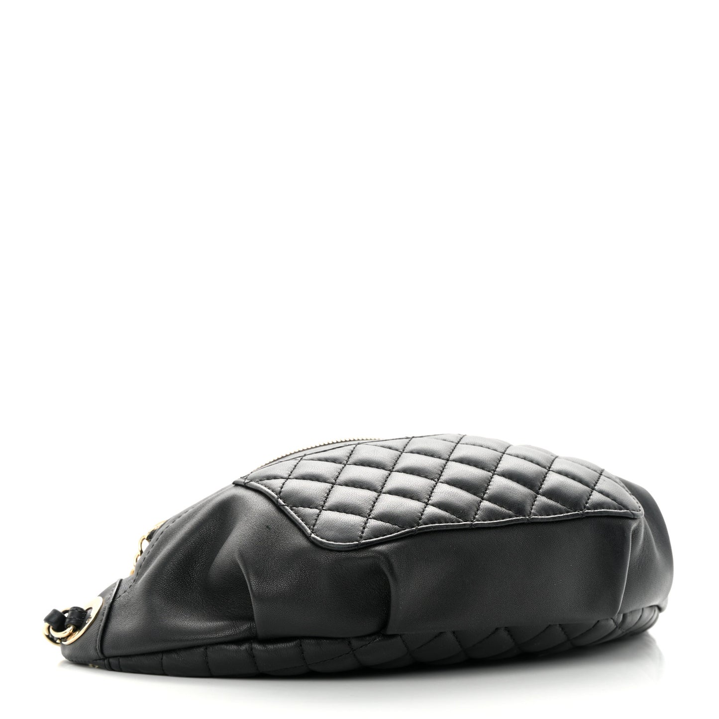 Lambskin Quilted Waist Bag Fanny Pack Black