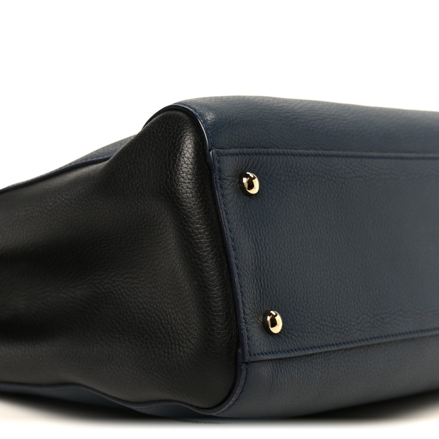 Grained Calfskin Small Neo Executive Shopper Tote Dark Blue Black