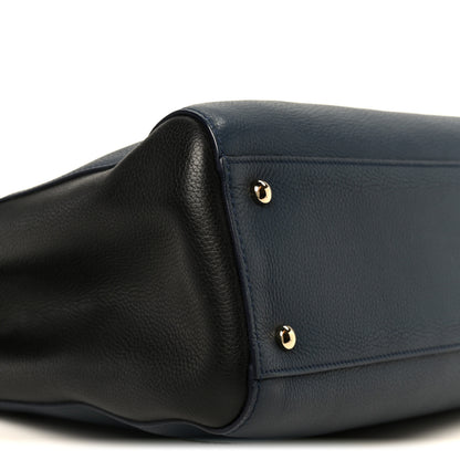 Chanel Grained Calfskin Small Neo Executive Shopper Tote Dark Blue Black 9 of 10