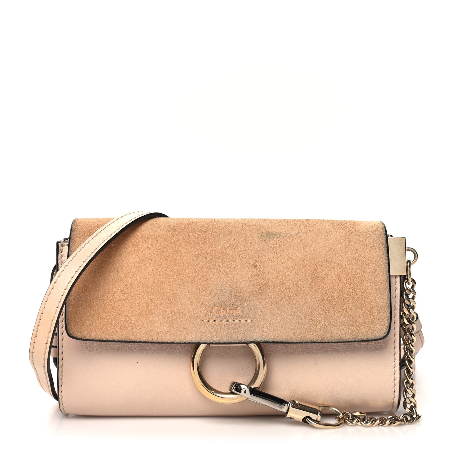 Suede Calfskin Mini Faye Shoulder Bag Cement Pink