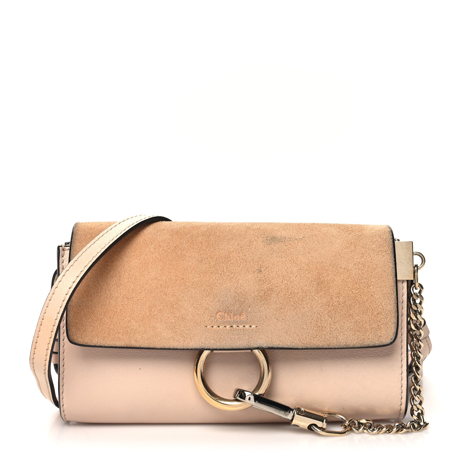 Chloe Suede Calfskin Mini Faye Shoulder Bag Cement Pink 1 of 13