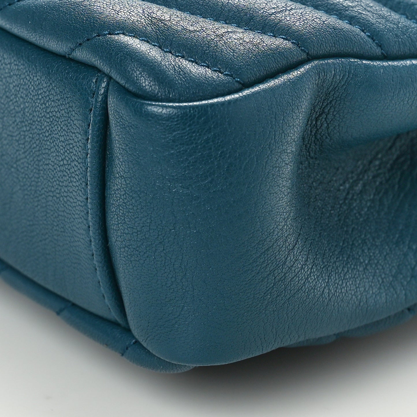 Sheepskin Matelasse Chevron Monogram Medium College Bag Petrol Green