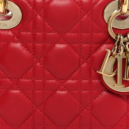 Christian Dior Lambskin Cannage Mini Lady Dior Red 8 of 11