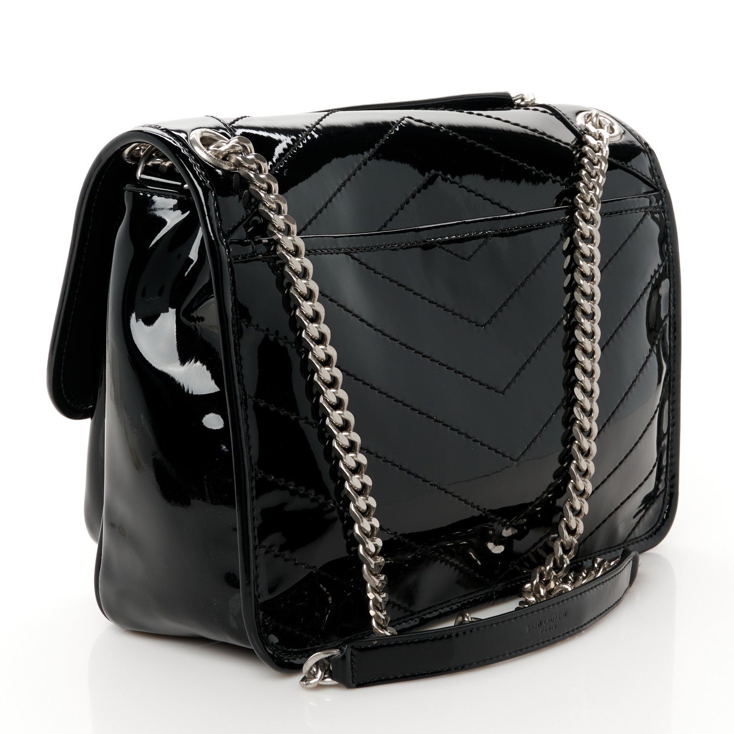 Saint Laurent Patent Matelasse Monogram Medium Niki Chain Satchel Black 3 of 10