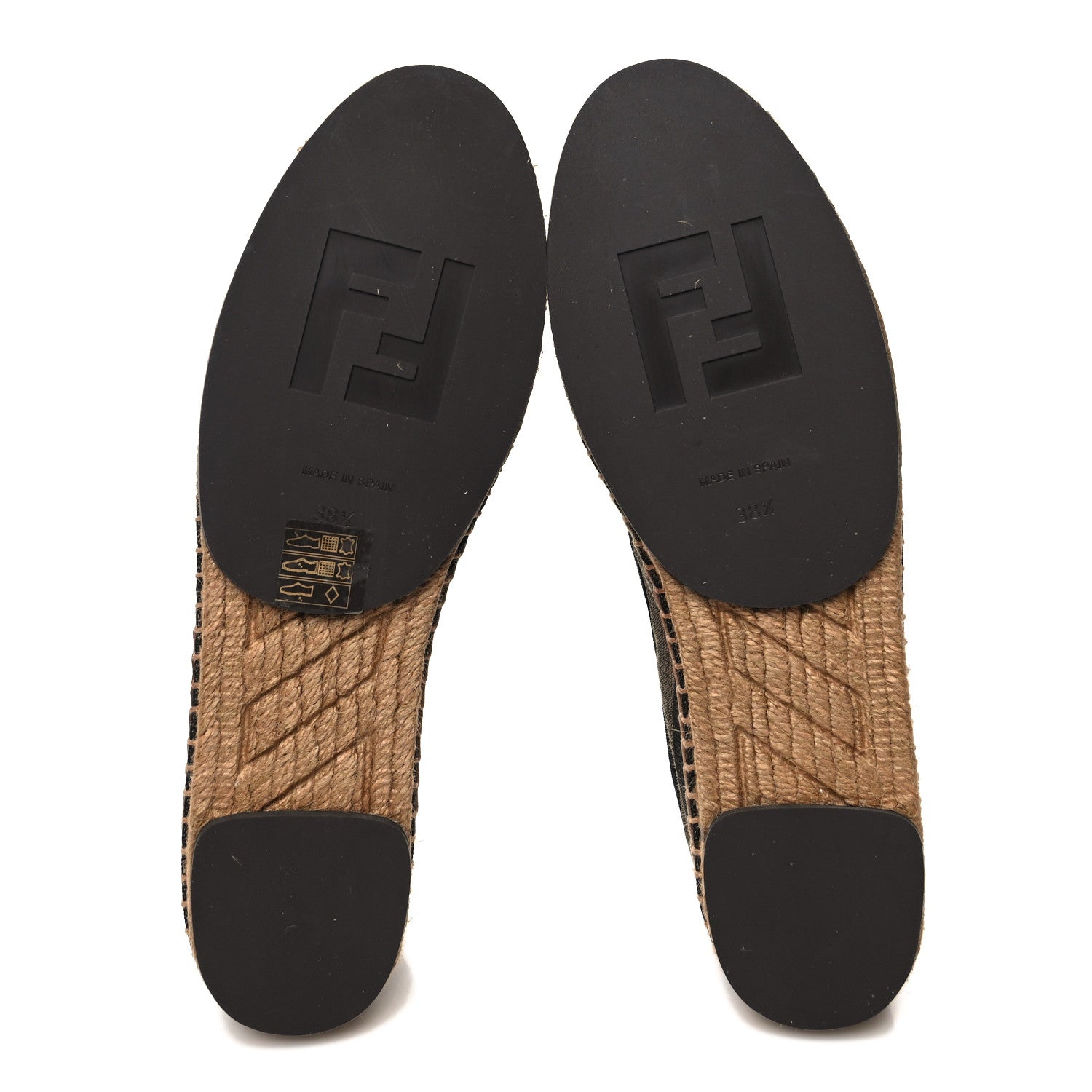 Fendi Canvas Pequin Espadrilles 38.5 Tobacco Black 5 of 7