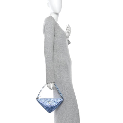 Prada Satin Crystal Triangle Pouch Celeste 2 of 10