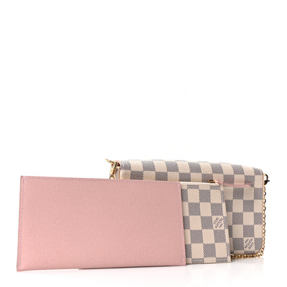 Louis Vuitton Damier Azur Pochette Felicie Chain Wallet Rose Ballerine 5 of 14